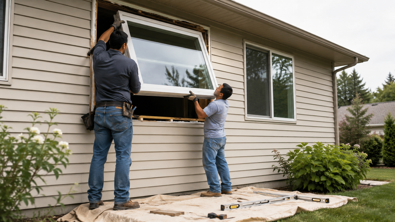 Impact-rated window installation on a home